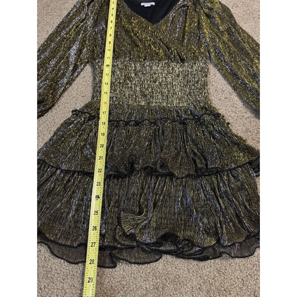 HABITUAL Gold Shimmer Smocked Tiered Party Dress Kids 10 Womans XS Cocktail - Picture 10 of 10